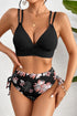 Ribbed Double Strap Tropical High Waist Bikini Set