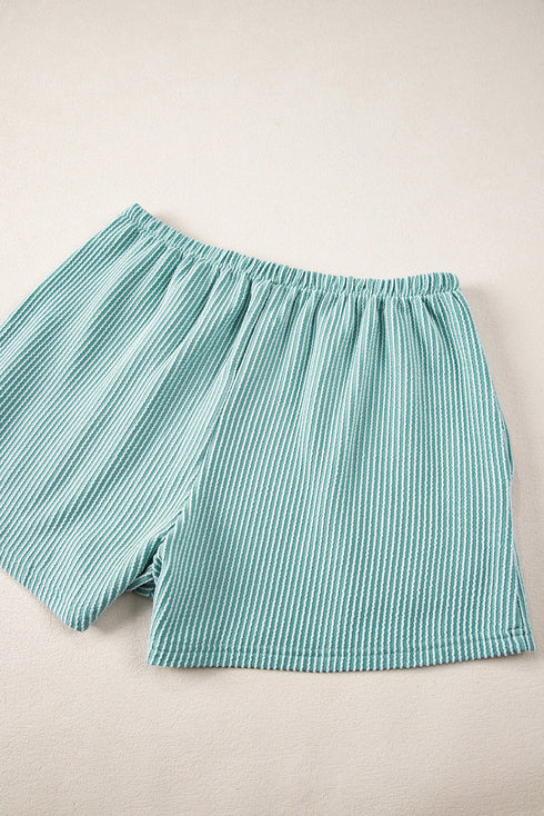 Corded Ribbed Knit Loose Fit Tee And Short Set