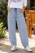 Southern Belle Striped Drawstring Loose Denim Pants