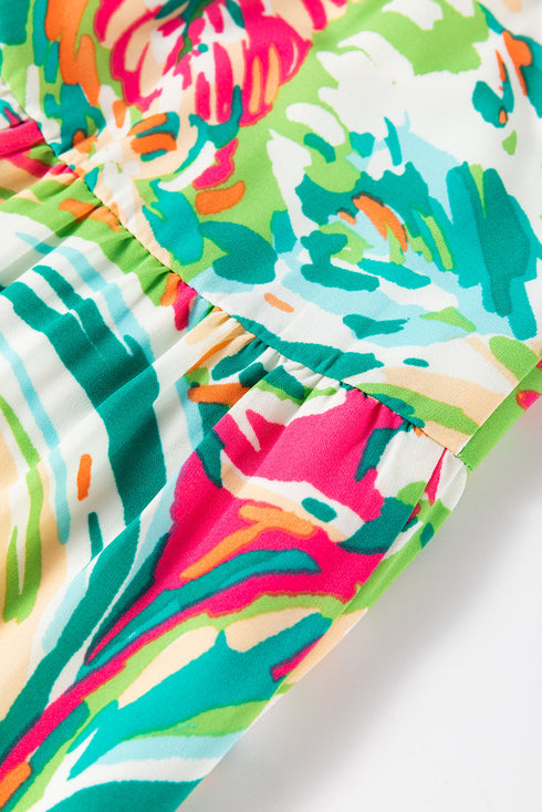 Bohemian Abstract Print High Waist Tiered Maxi Skirt