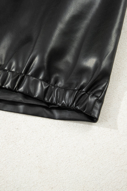 Double Flap Pocket Western Faux Leather Zip Up Vest