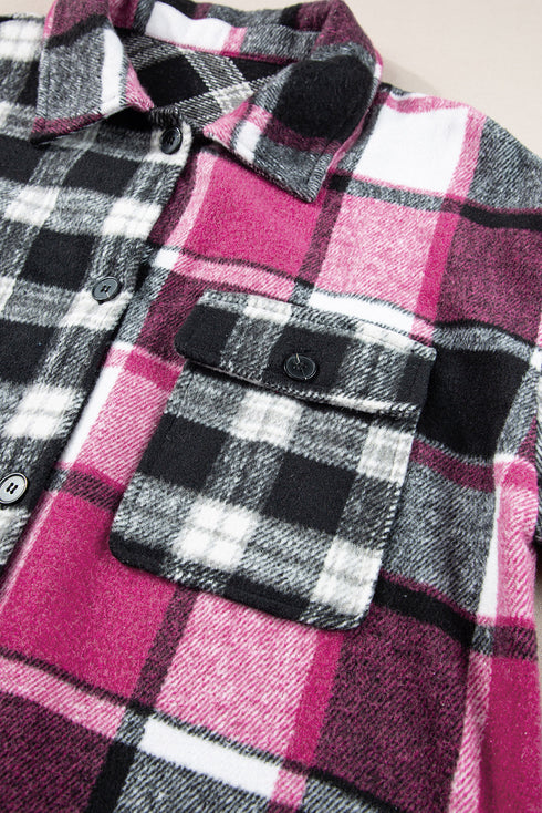 Paneled Checked Button Front Plaid Shacket