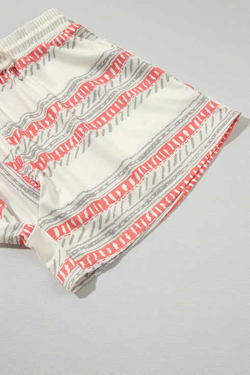 Western Bohemian Striped Pattern Casual Tank Short Sets