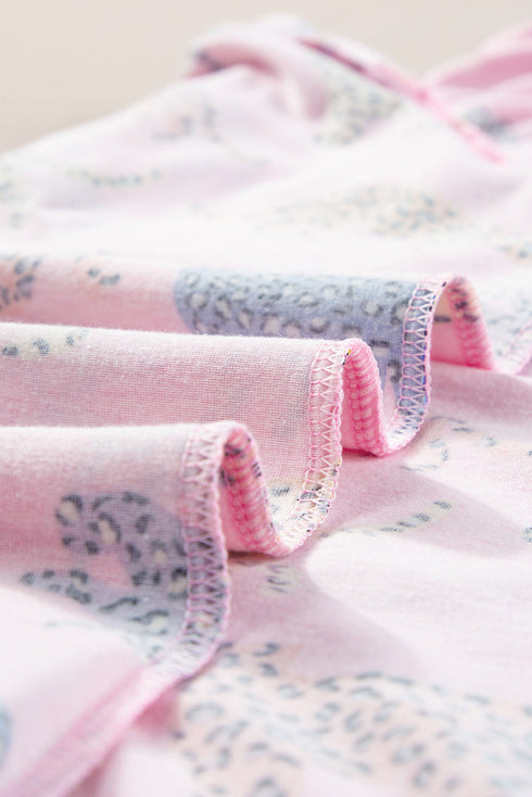 Floral Leopard Print High Waist Two Piece Short Sets