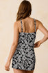 Abstract Leaf Print Halter Ring Mini Dress