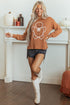 Embroidery Oversized Drop Shoulder Round Neck Sweater