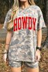 Camouflage Howdy Letter Print Relaxed Tee Drawstring Shorts Set