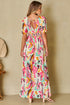 Abstract Print Flutter Sleeve V Neck Maxi Dress