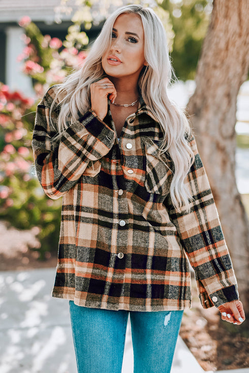 Relaxed Fit Brushed Plaid Button Down Shirt