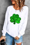 Shimmering Sequin Clover Graphic Crewneck Pullover Sweatshirt