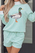 Striped Western Print Mallard Duck Mock Neck Sweatshirt Set