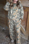 Jungle Camouflage Ribbed Trim Long Sleeve Lounge Set