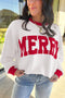 Letter Graphic Waffle Knit Textured Trim Slogan Pullover Sweatshirt
