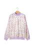 Floral Print Mock Neck Sleeve Paneling Sweatshirt