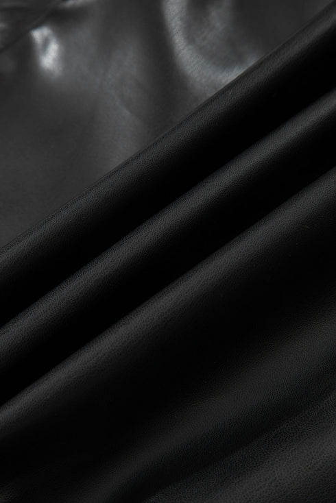 Double Flap Pocket Western Faux Leather Zip Up Vest