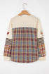 Sequined Pattern Plaid Stripes Patchwork Waffle Tee