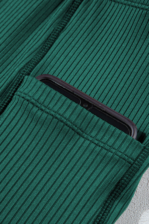 Ribbed Contrast Trim Adjustable Strap Two Piece Swimwear