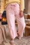 Grommet Knot Waist Detail Curved Barrel Jeans