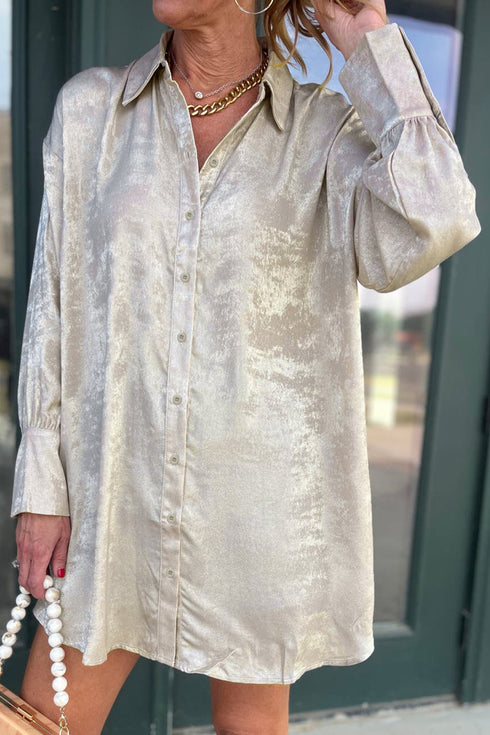Velvet Textured Long Sleeve Shift Mini Dress