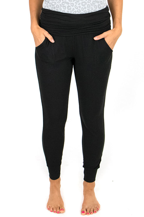 Exclusive High Waisted Pleated Pocket Stretch Leggings