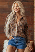 Leopard Print Button Up Long Sleeve Viscose Blend Cardigan