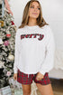 Plaid Slogan Embroidery Pocket Long Sleeve Lounge Set