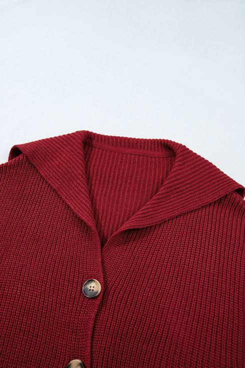 Oversized Fit Button Front Unpatterned Knit Cardigan