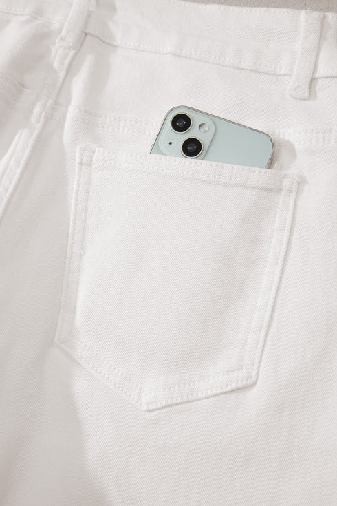 Rolled Cuff Stretch Bermuda Denim Shorts
