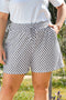 Checkerboard Pattern Lace Up High Waist Shorts