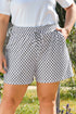 Checkerboard Pattern Lace Up High Waist Shorts
