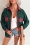 Plaid Pocket Button Long Sleeve Shift Jacket