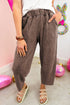Pure Cotton Seam Elastic Waist Barrel Pants