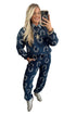 Western Print Elastic Waist Pocketed Two Piece Pant Set