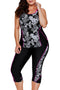 Floral Print Active Tankini Capri Swim Set