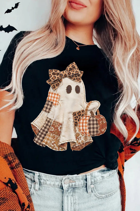 Ghost Applique Dimensional Textile Art Graphic Tee