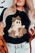 Polyester Cotton Blend Ghost Applique Graphic Tee