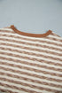 Striped Waffle Knit Round Neck Long Sleeve Top
