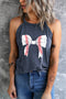 Baseball Stitch Bow Graphic High Neck Tank