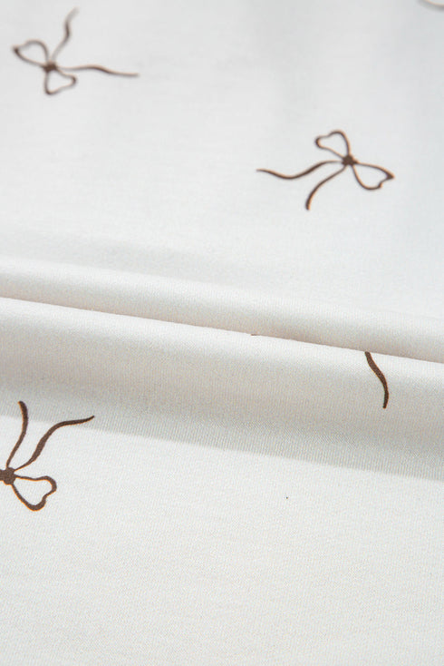 Bow Print Half Zip Tank Matching Short Sets