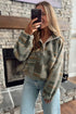 Western Print Sherpa Fleece Pullover Long Sleeve Sweatshirt