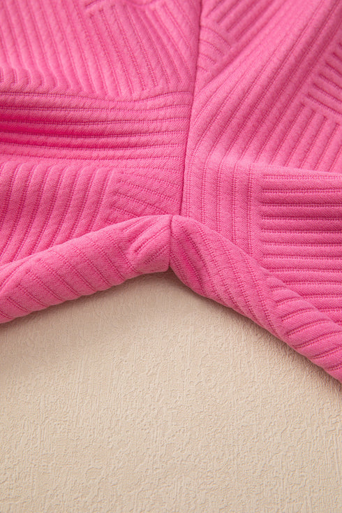 Solid Textured Collared V Neck Wide Leg Pant Sets