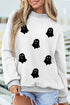 Reversible Boo Slogan Ghost Print Mock Neck Sweatshirt