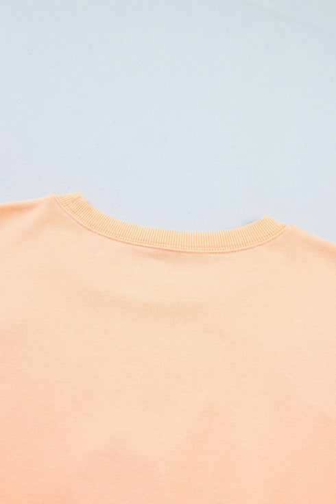 Embroidered Pumpkin Graphic Face Drop Shoulder Sweatshirt