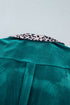 Leopard Print Velvet Lapel Collar Open Front Cardigan