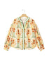 Floral Print V Neck Long Sleeve Blouse