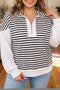 Striped V Neck Long Sleeve Shift Top