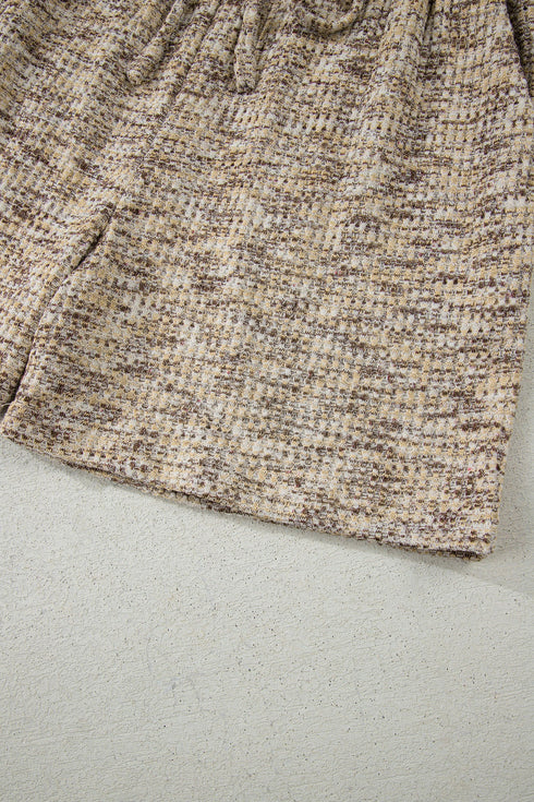 Textured Ruffle Sleeve Top And Drawstring Short Sets