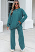 Striped Dropped Shoulder Long Sleeve Top Elastic Waist Pants Two Piece Pant Set
