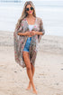 Bohemian Mixed Print Open Front Draped Kimono