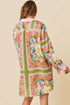 Boho Floral Print Buttoned Long Sleeve Shirt Dress